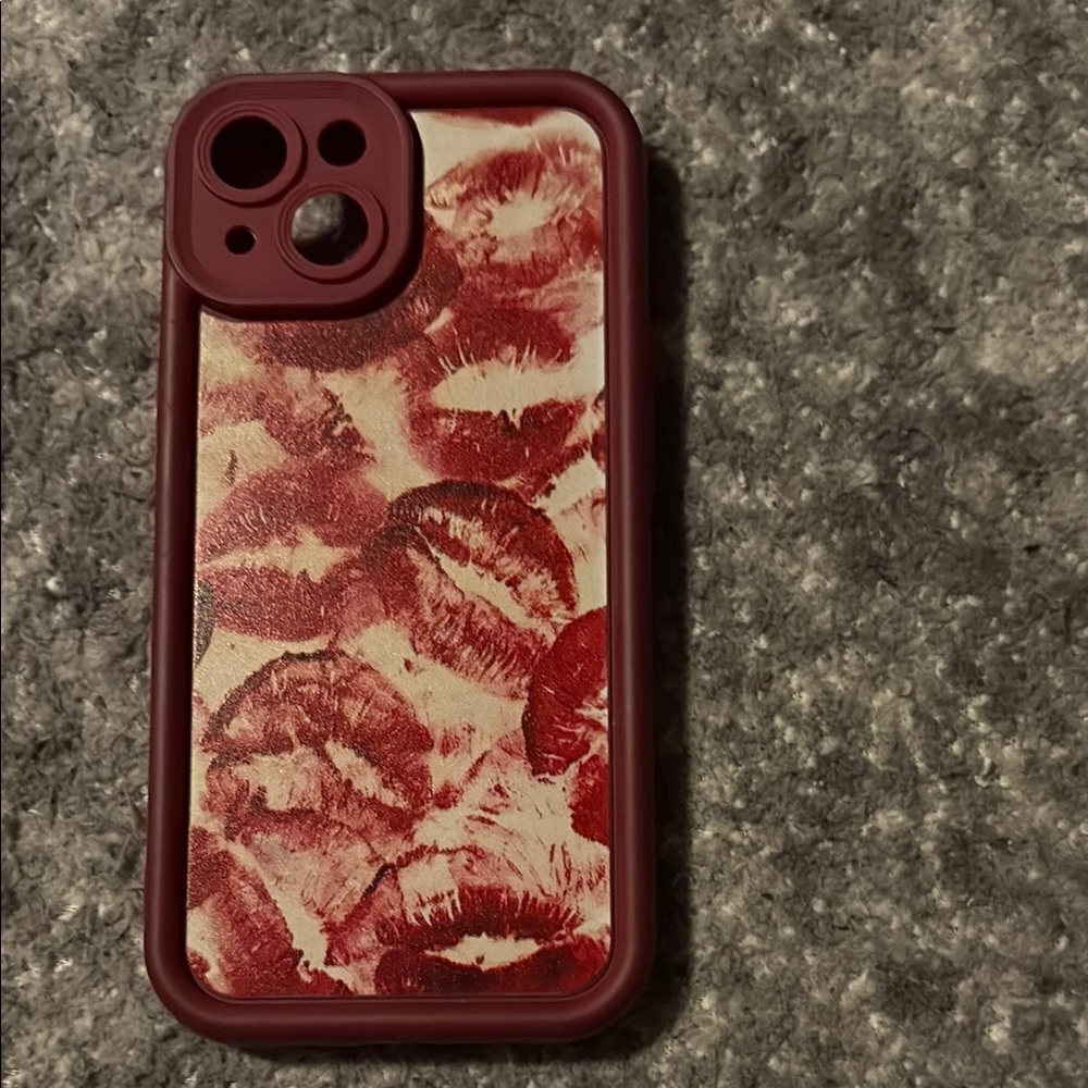 Stylish Red Lip Print Phone Case